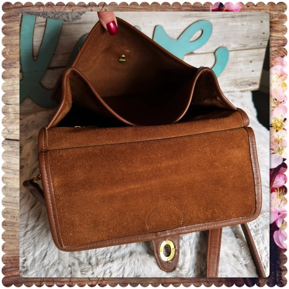 VINTAGE COACH Vicuña SADDLE / TAN LEATHER MESSENGER CROSSBODY WILLIS BAG
 #9927_10